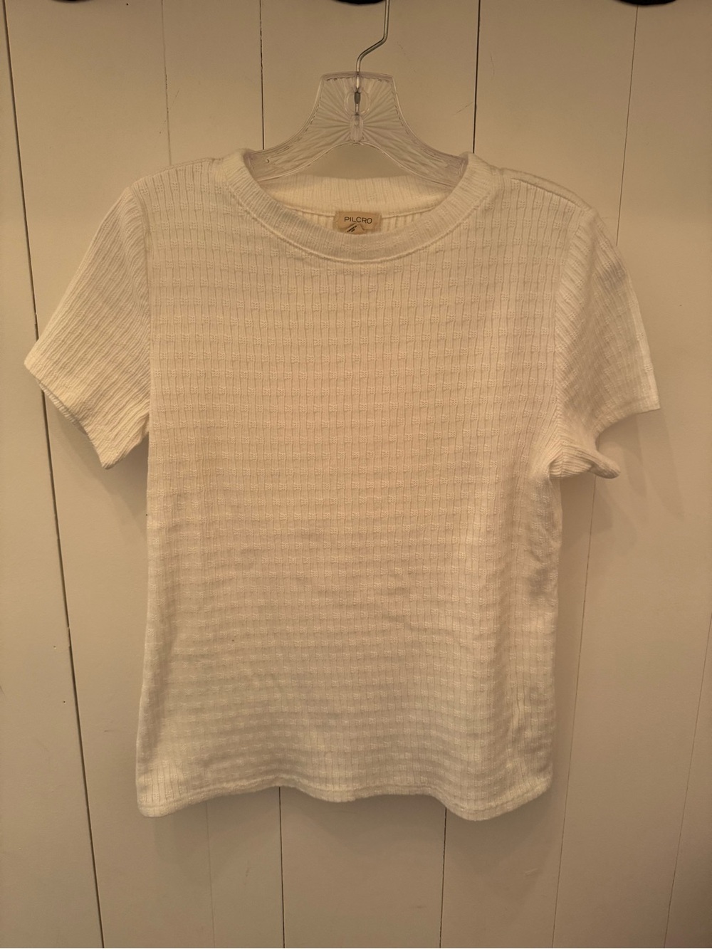 Pilcro Ivory Textured Ribbed Short Sleeve Tee EUC